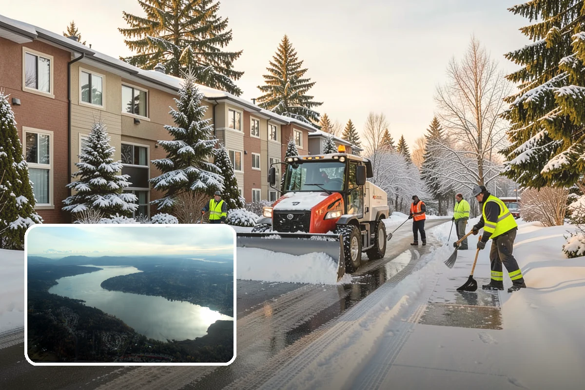Shopping Center Parking Lot Snow Removal in Sammamish, King County, WA - Every tenant's storefront stays reachable across the shared lot