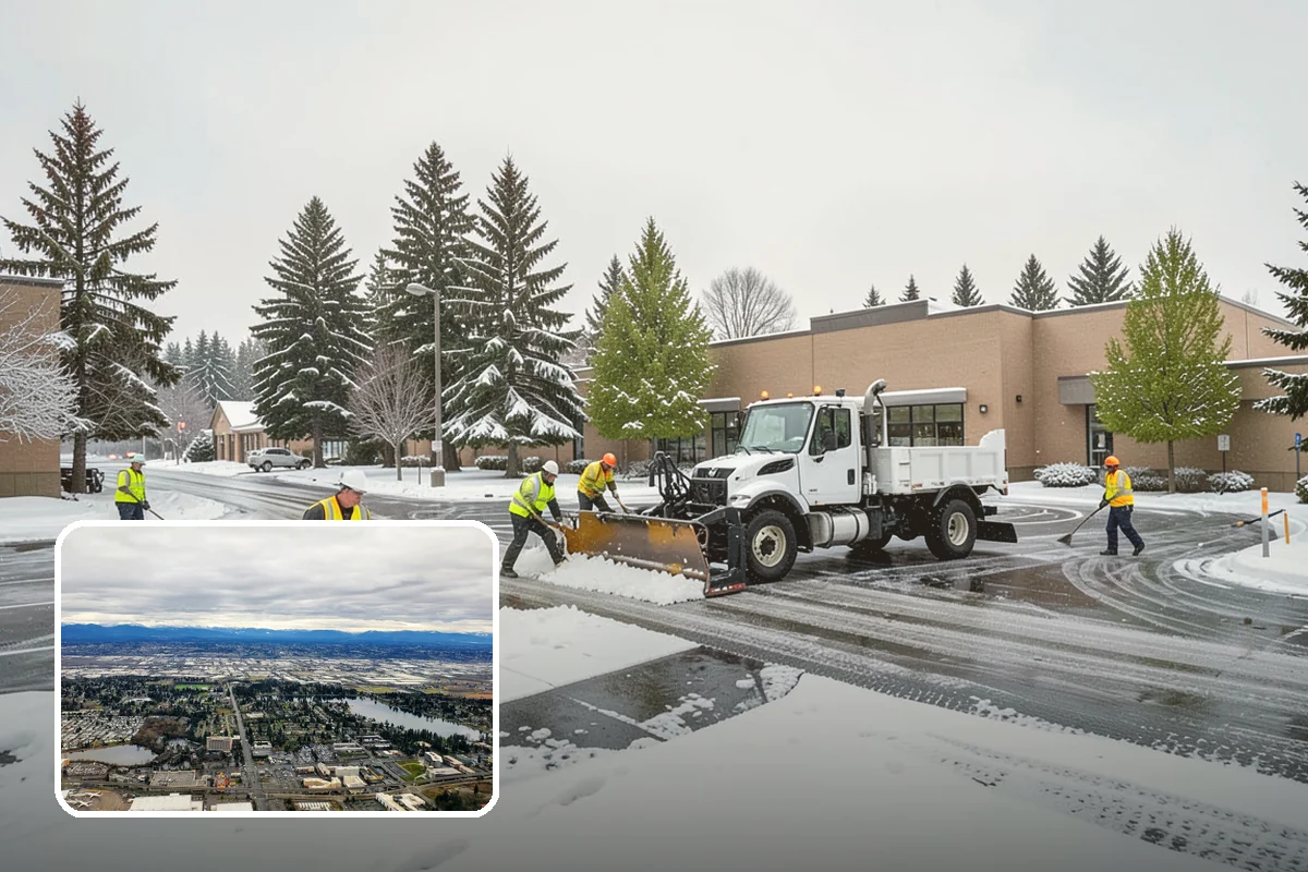 Shopping Center Parking Lot Snow Removal in SeaTac, King County, WA - Every tenant's storefront stays reachable across the shared lot