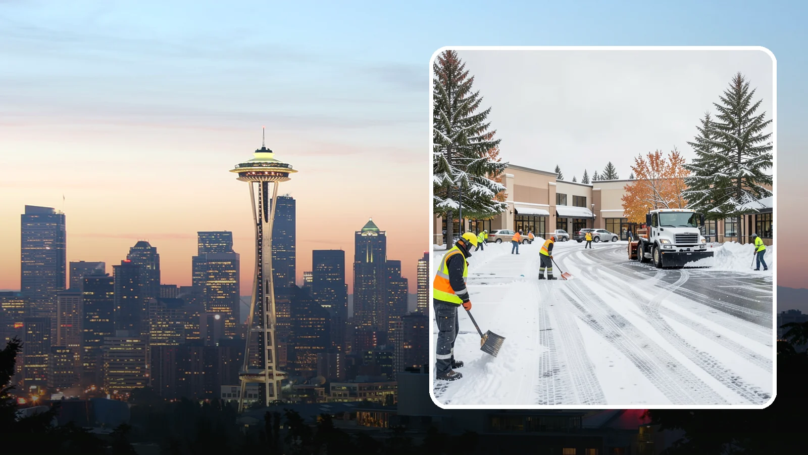 Shopping Center Parking Lot Snow Removal in Seattle, King County, WA - We clear large multi-tenant shopping center lots so Western Washington shoppers reach every storefront through winter.