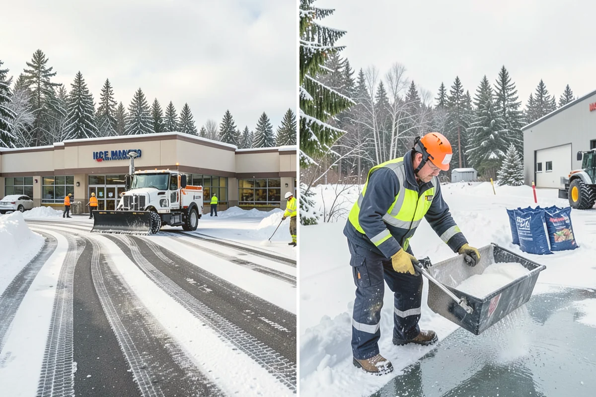 Shopping Center Parking Lot Snow Removal in Snohomish, Snohomish County, WA - Map tenant storefronts, drive aisles, and crosswalk connections
