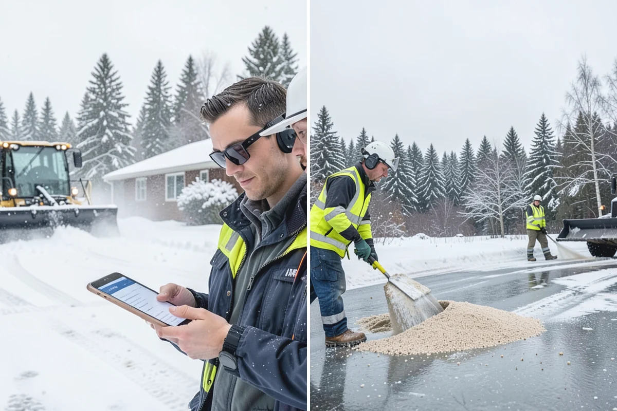 Shopping Center Parking Lot Snow Removal in South Prairie, Pierce County, WA - Map tenant storefronts, drive aisles, and crosswalk connections