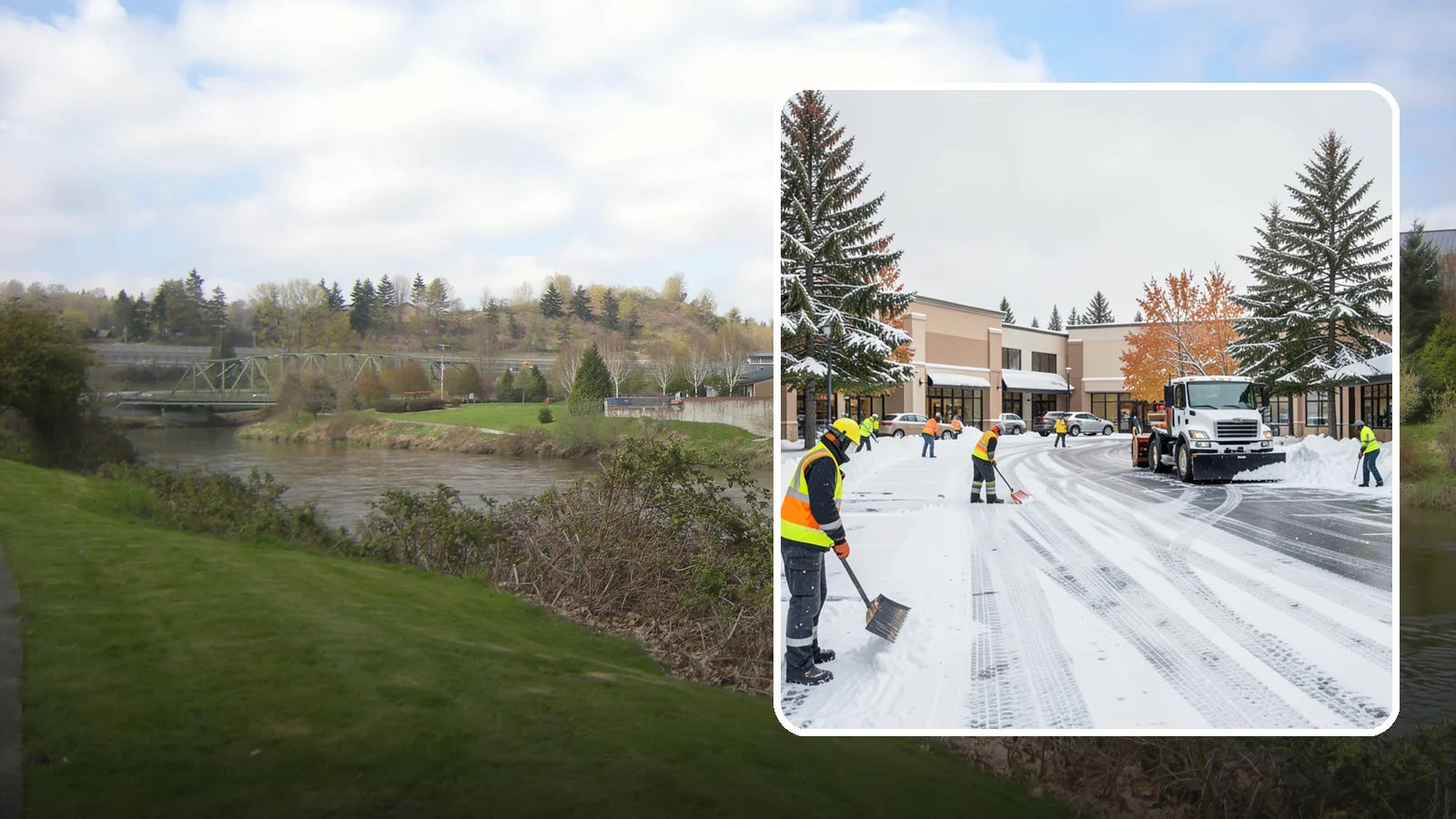 Shopping Center Parking Lot Snow Removal in Tukwila, King County, WA - We clear large multi-tenant shopping center lots so Western Washington shoppers reach every storefront through winter.