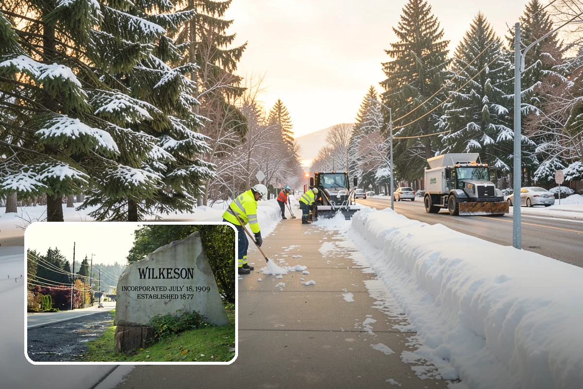 Shopping Center Parking Lot Snow Removal in Wilkeson, Pierce County, WA - Every tenant's storefront stays reachable across the shared lot