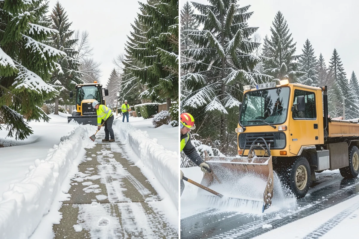 Shopping Center Sidewalk Clearing in Algona, King County, WA - Clear the full storefront corridor to walkable width
