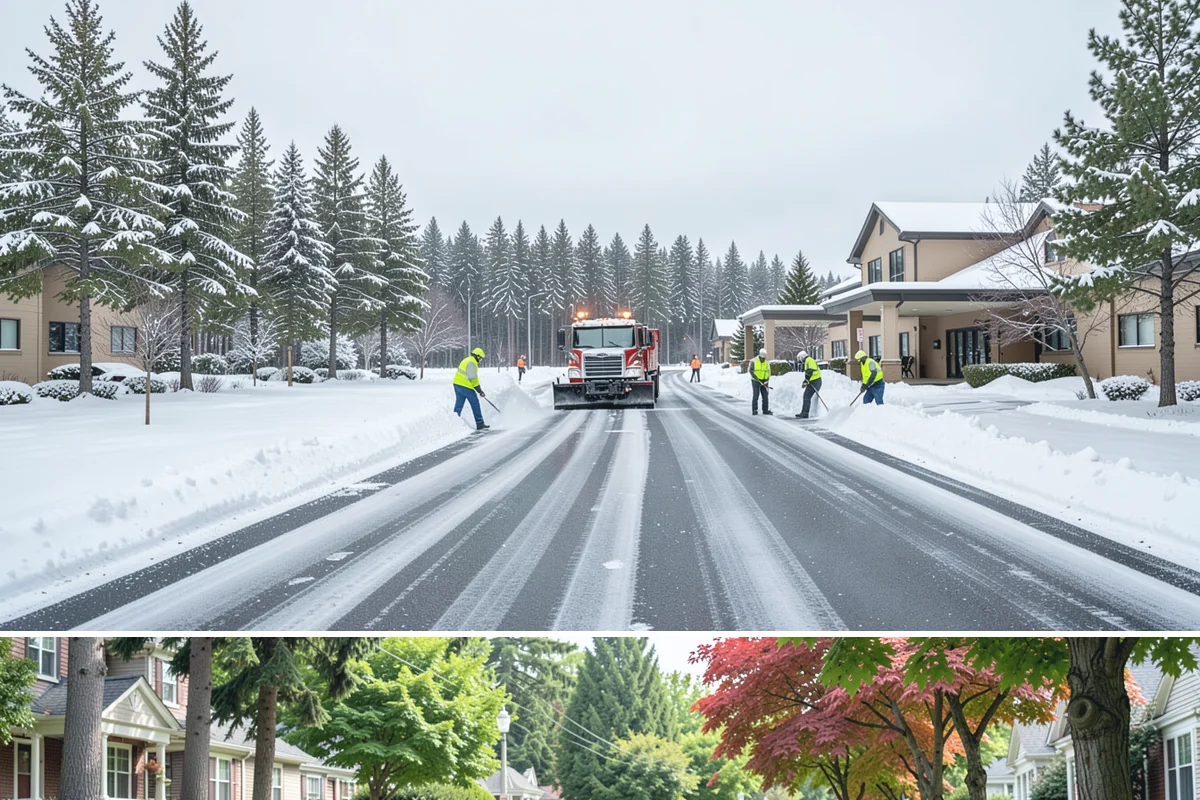 Shopping Center Sidewalk Clearing in Beaux Arts Village, King County, WA - Shopping center demand peaks from late November through February, when holiday foot traffic and daytime thaw-refreeze rebuild...
