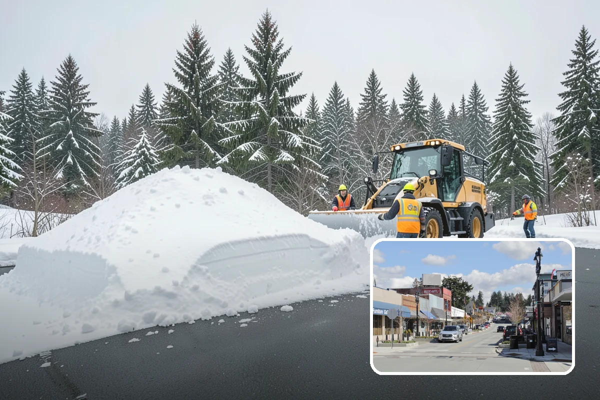 Shopping Center Sidewalk Clearing in Bothell, King County, WA - Full storefront corridor cleared for every tenant equally