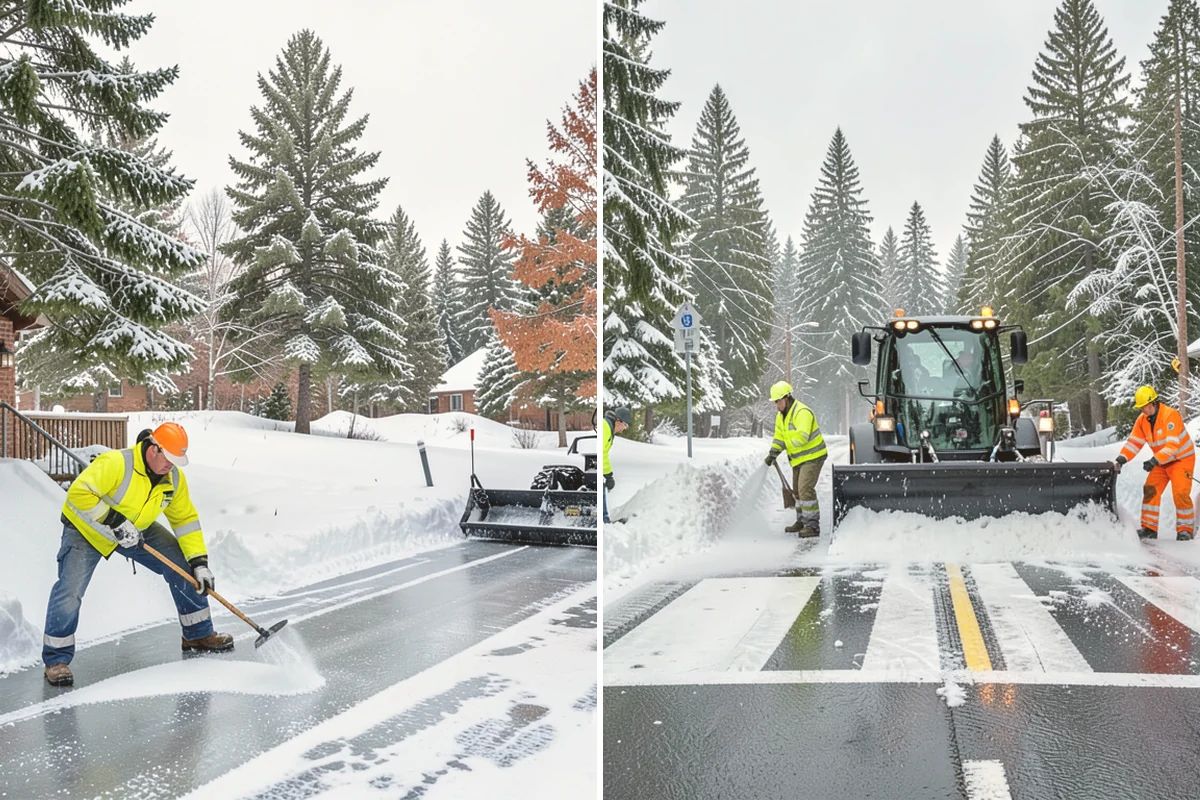 Shopping Center Sidewalk Clearing in Brier, Snohomish County, WA - Clear the full storefront corridor to walkable width