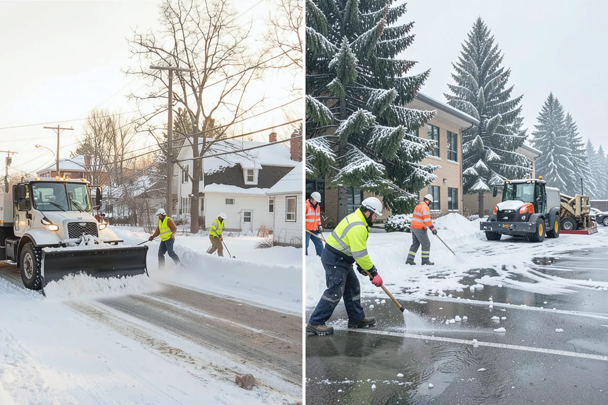 Shopping Center Sidewalk Clearing in Buckley, Pierce County, WA - Clear the full storefront corridor to walkable width