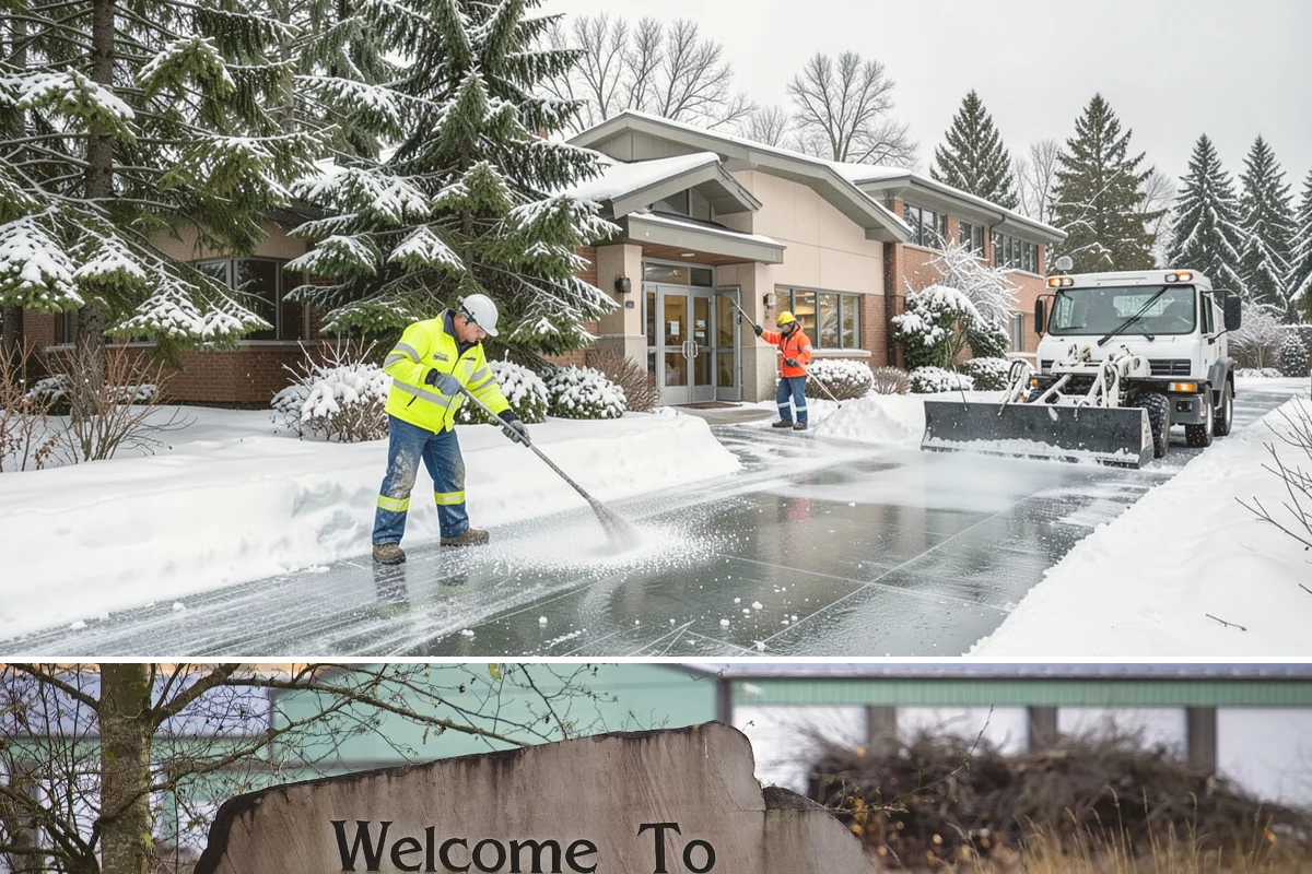 Shopping Center Sidewalk Clearing in Buckley, Pierce County, WA - Shopping center demand peaks from late November through February, when holiday foot traffic and daytime thaw-refreeze rebuild...