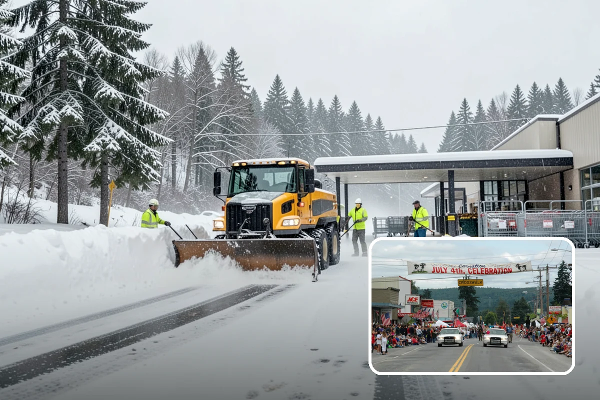Shopping Center Sidewalk Clearing in Carnation, King County, WA - Full storefront corridor cleared for every tenant equally