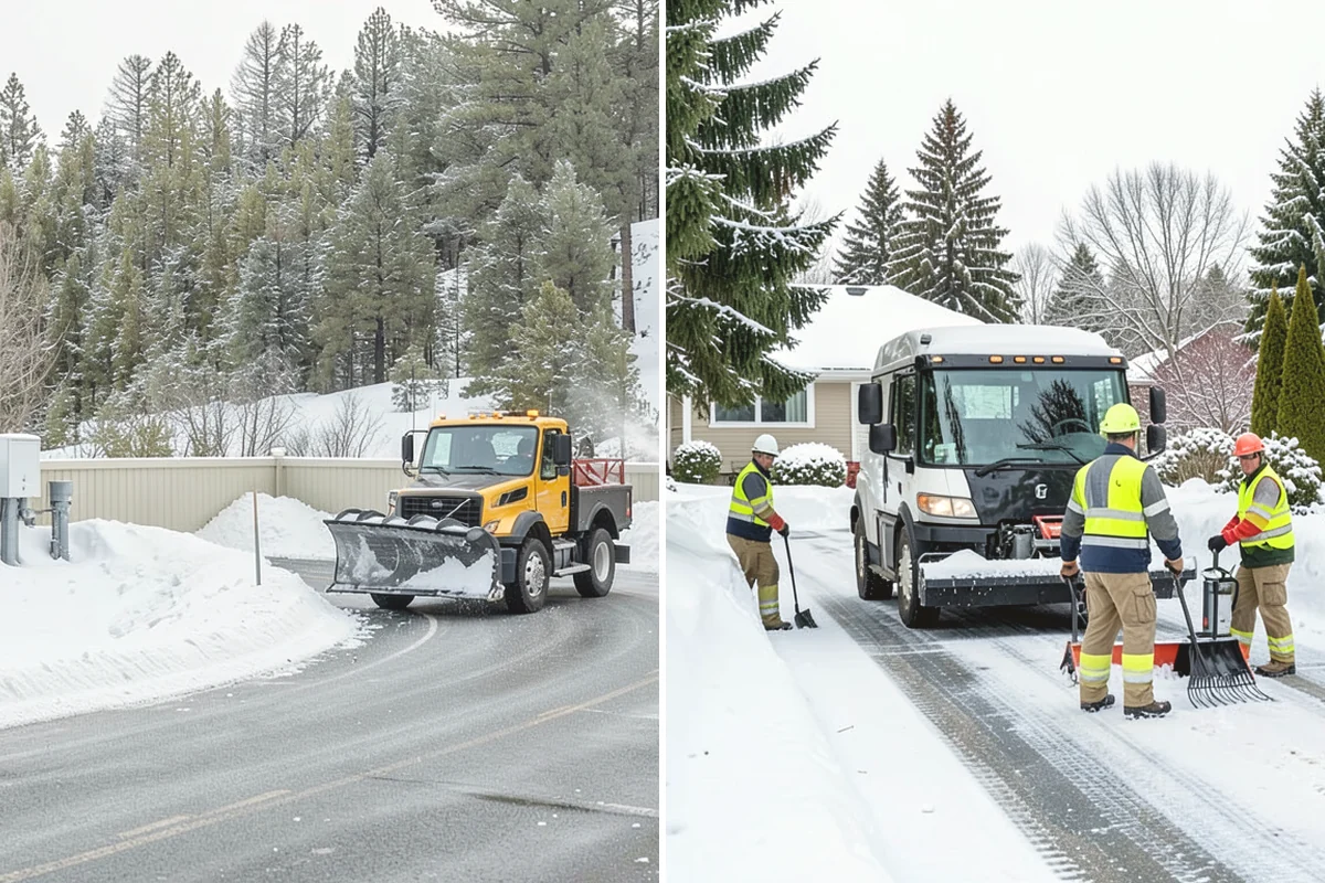 Shopping Center Sidewalk Clearing in Carnation, King County, WA - Clear the full storefront corridor to walkable width