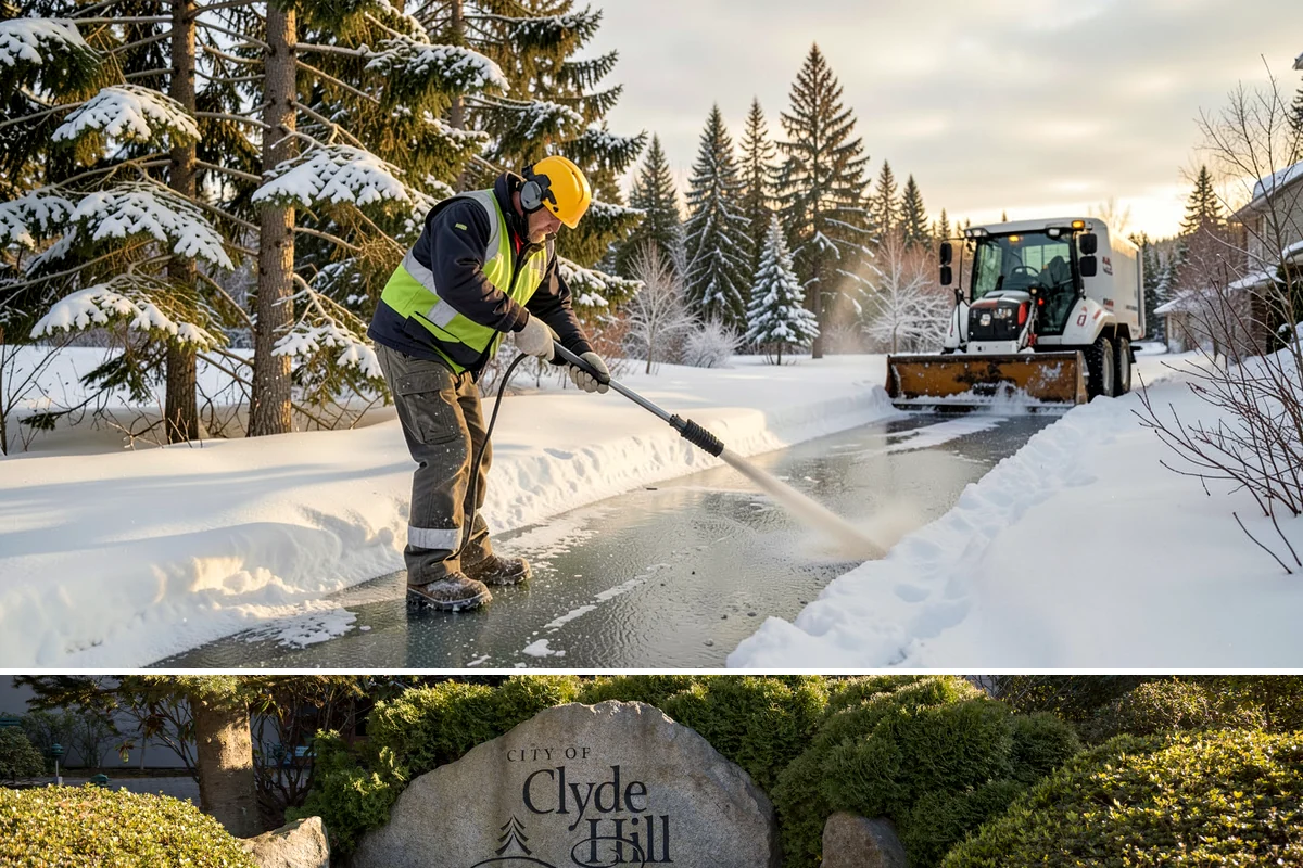 Shopping Center Sidewalk Clearing in Clyde Hill, King County, WA - Shopping center demand peaks from late November through February, when holiday foot traffic and daytime thaw-refreeze rebuild...