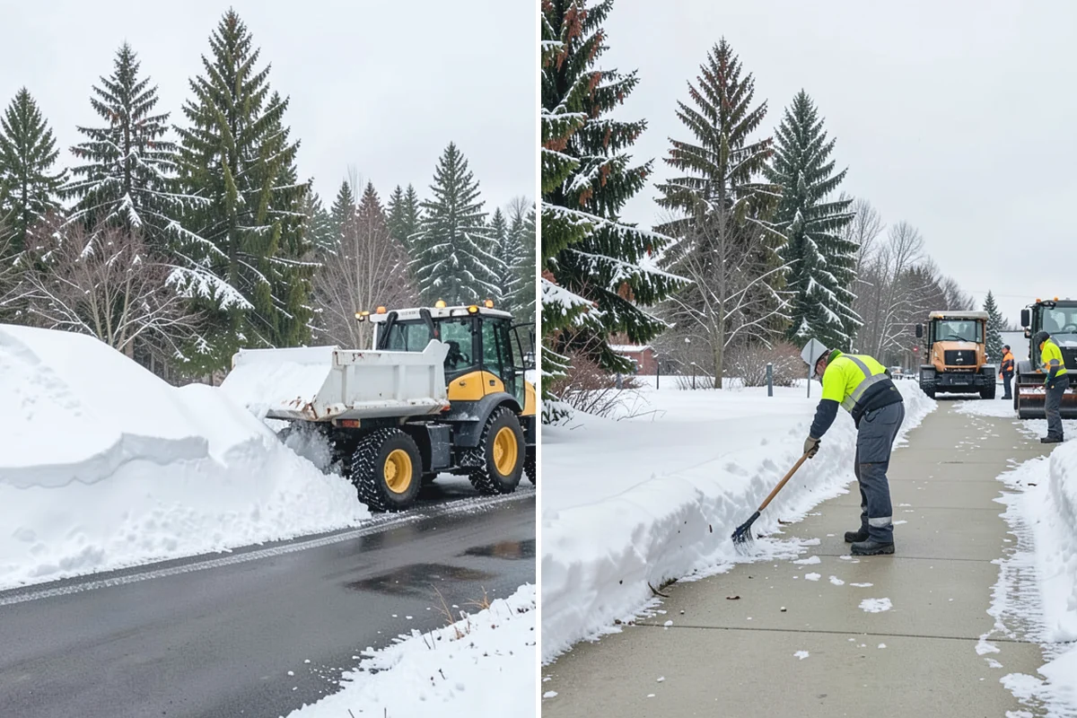 Shopping Center Sidewalk Clearing in Des Moines, King County, WA - Clear the full storefront corridor to walkable width