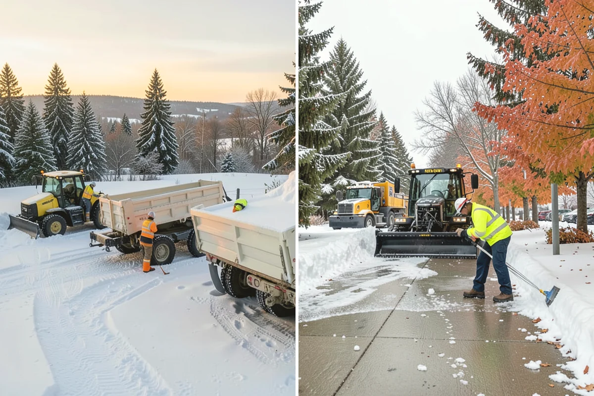 Shopping Center Sidewalk Clearing in Duvall, King County, WA - Clear the full storefront corridor to walkable width