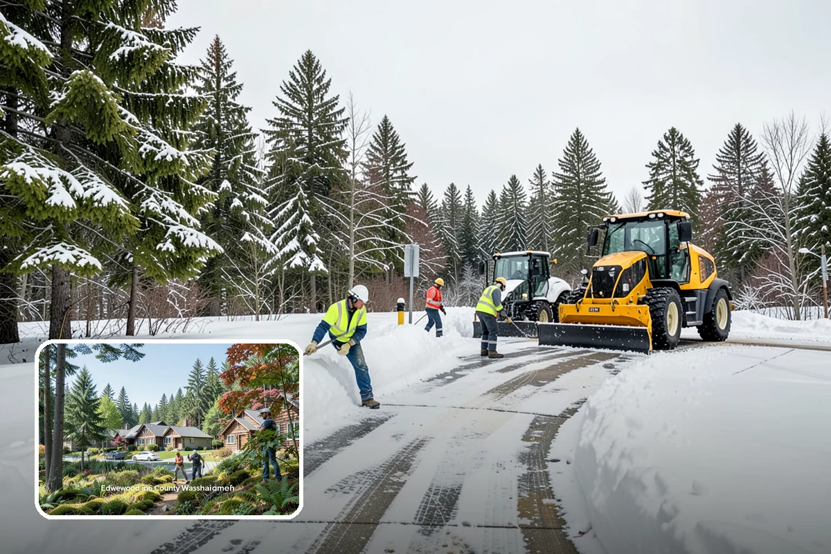 Shopping Center Sidewalk Clearing in Edgewood, Pierce County, WA - Full storefront corridor cleared for every tenant equally