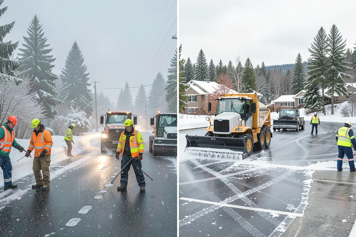 Shopping Center Sidewalk Clearing in Edgewood, Pierce County, WA - Clear the full storefront corridor to walkable width