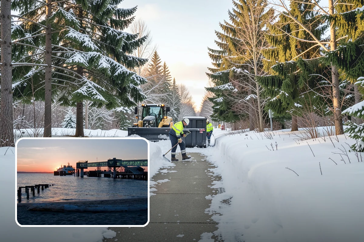 Shopping Center Sidewalk Clearing in Edmonds, Snohomish County, WA - Full storefront corridor cleared for every tenant equally
