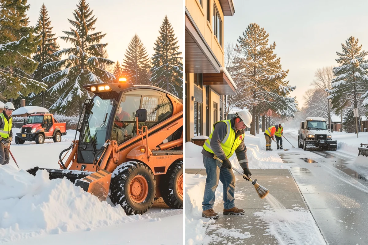 Shopping Center Sidewalk Clearing in Edmonds, Snohomish County, WA - Clear the full storefront corridor to walkable width