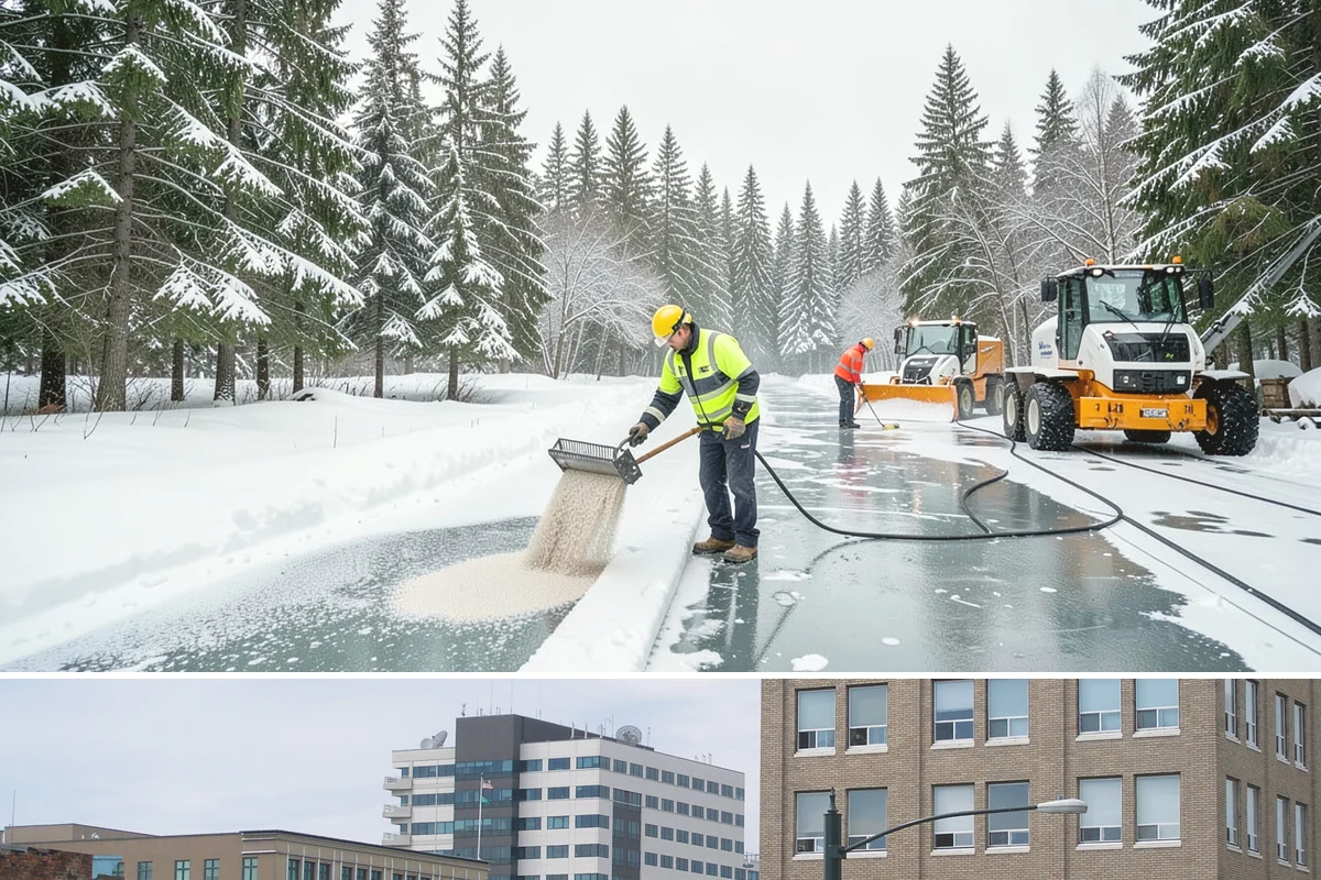 Shopping Center Sidewalk Clearing in Everett, Snohomish County, WA - Shopping center demand peaks from late November through February, when holiday foot traffic and daytime thaw-refreeze rebuild...