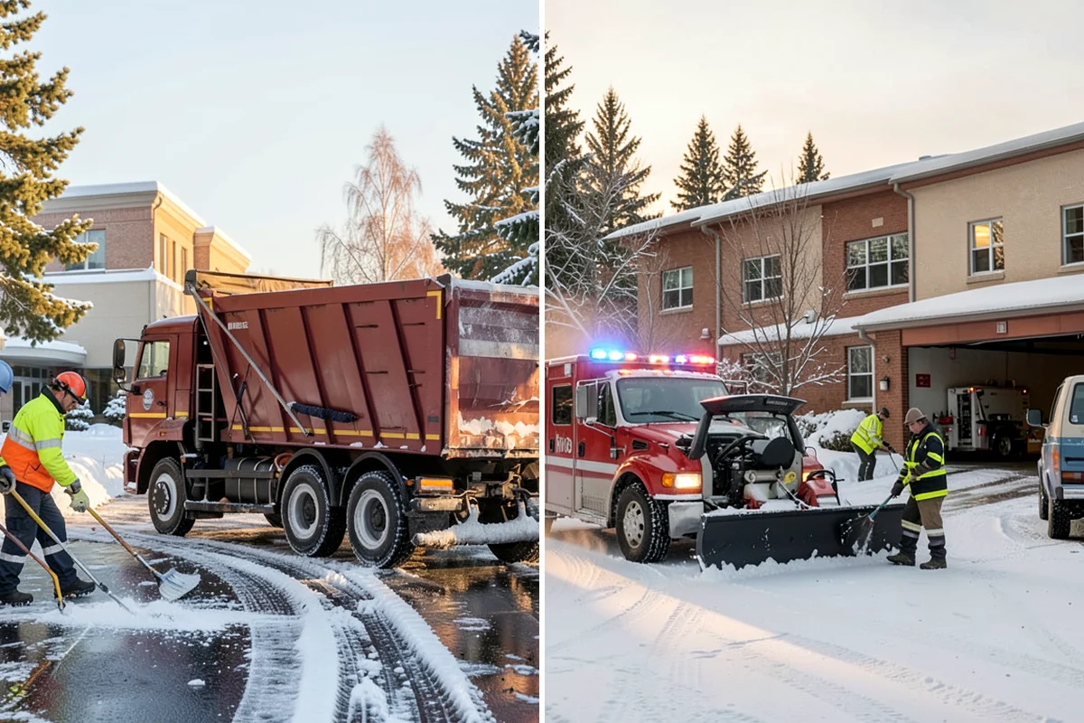 Shopping Center Sidewalk Clearing in Federal Way, King County, WA - Clear the full storefront corridor to walkable width