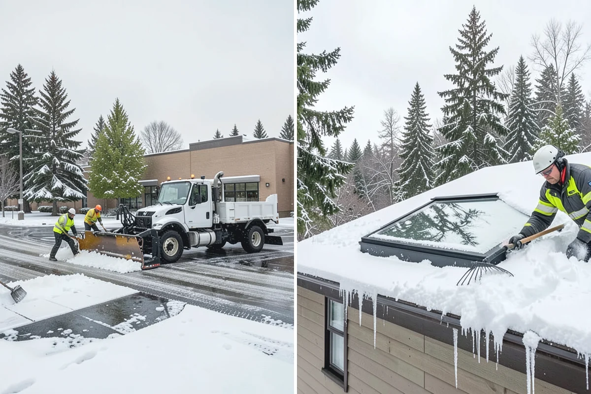 Shopping Center Sidewalk Clearing in Granite Falls, Snohomish County, WA - Clear the full storefront corridor to walkable width