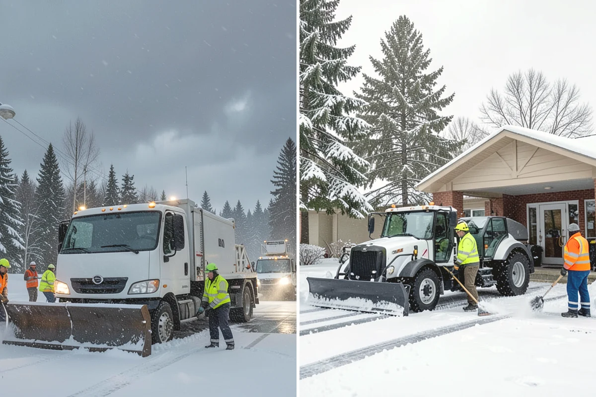 Shopping Center Sidewalk Clearing in Issaquah, King County, WA - Clear the full storefront corridor to walkable width