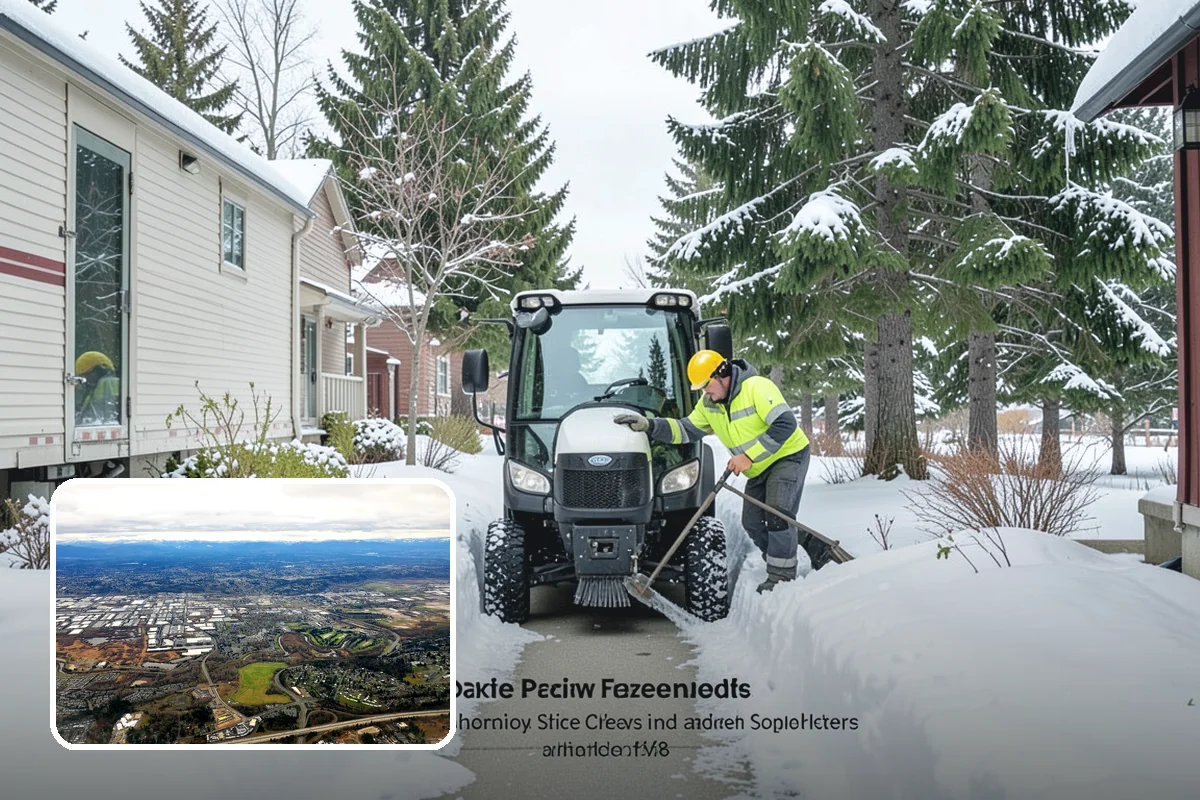 Shopping Center Sidewalk Clearing in Kent, King County, WA - Full storefront corridor cleared for every tenant equally