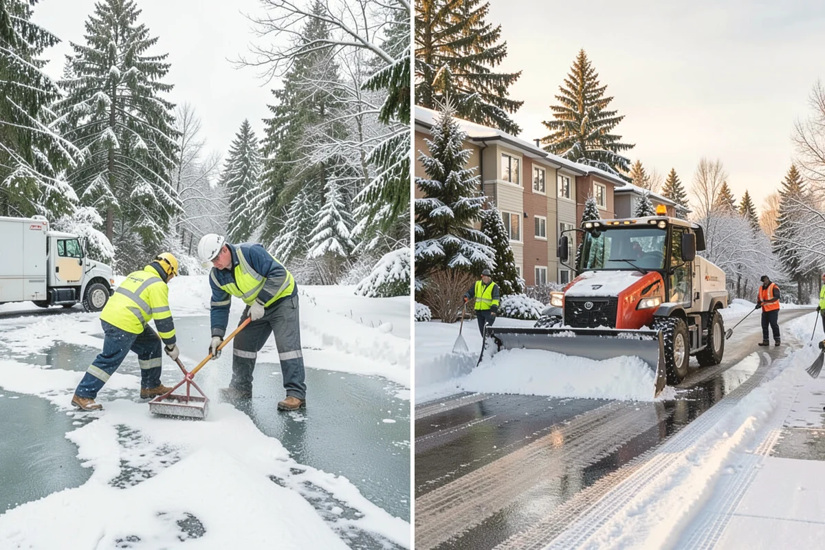 Shopping Center Sidewalk Clearing in La Conner, Skagit County, WA - Clear the full storefront corridor to walkable width