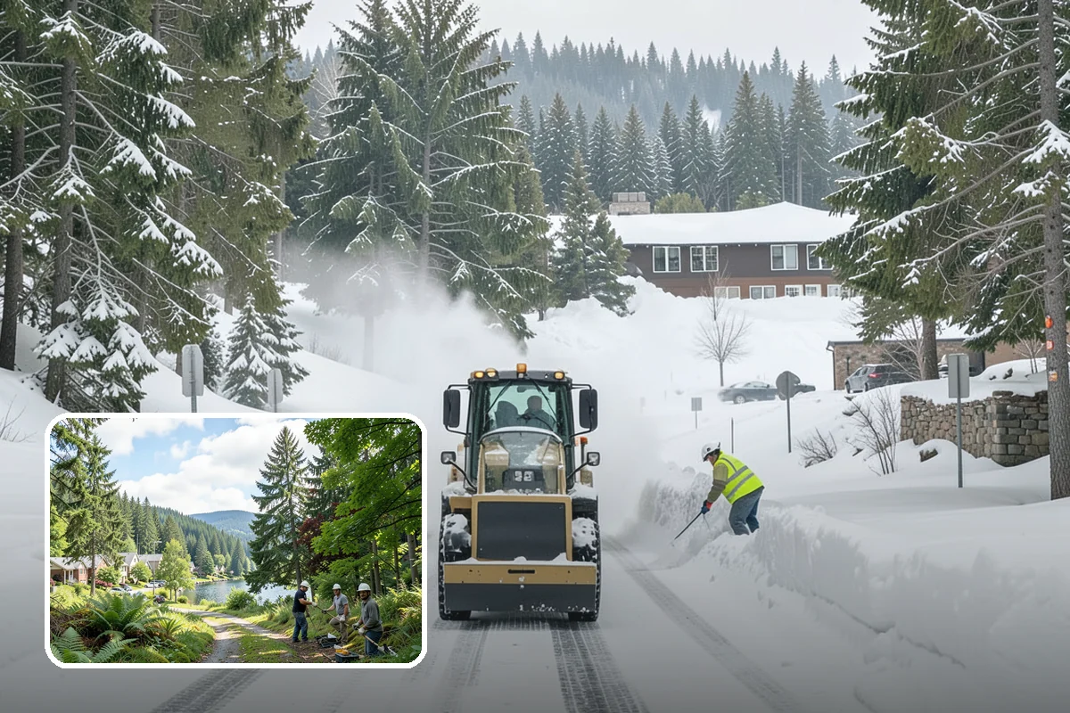 Shopping Center Sidewalk Clearing in Lake Forest Park, King County, WA - Full storefront corridor cleared for every tenant equally