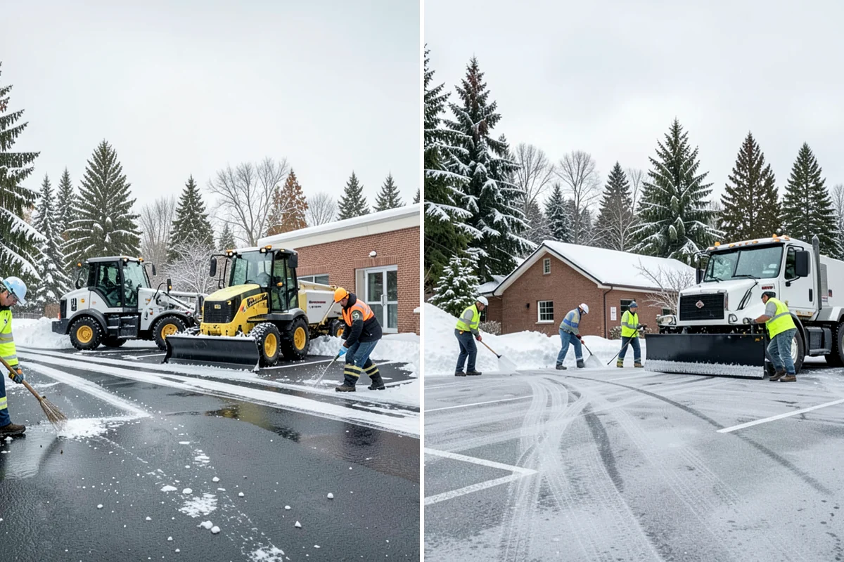 Shopping Center Sidewalk Clearing in Lake Forest Park, King County, WA - Clear the full storefront corridor to walkable width