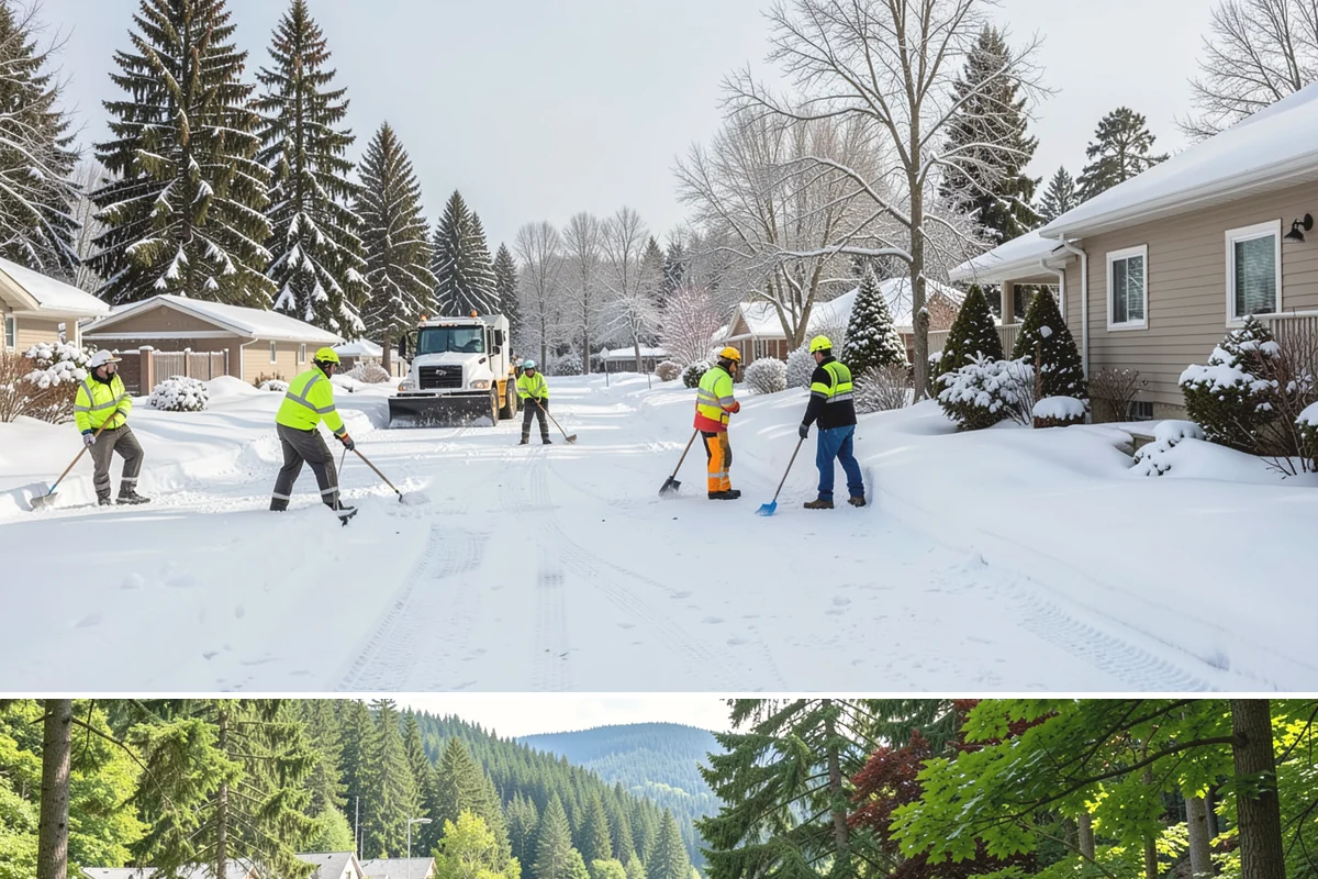 Shopping Center Sidewalk Clearing in Lake Forest Park, King County, WA - Shopping center demand peaks from late November through February, when holiday foot traffic and daytime thaw-refreeze rebuild...
