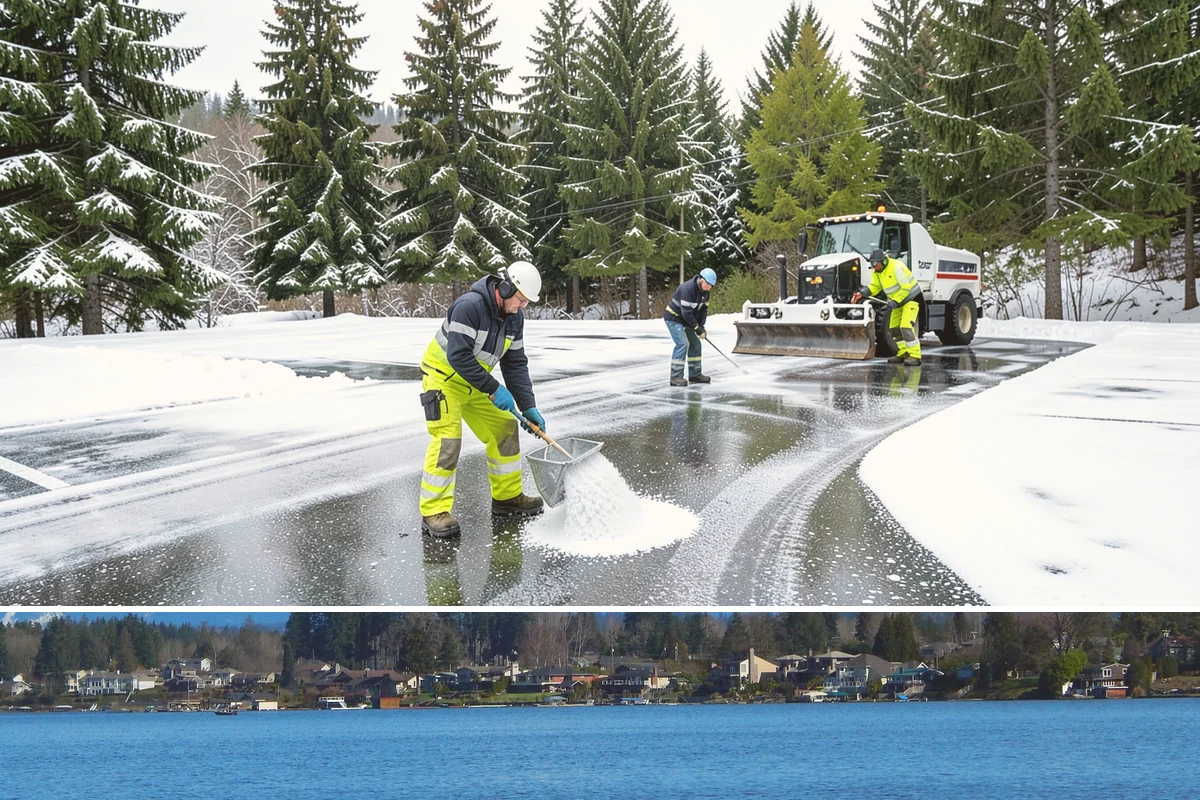 Shopping Center Sidewalk Clearing in Lake Stevens, Snohomish County, WA - Shopping center demand peaks from late November through February, when holiday foot traffic and daytime thaw-refreeze rebuild...