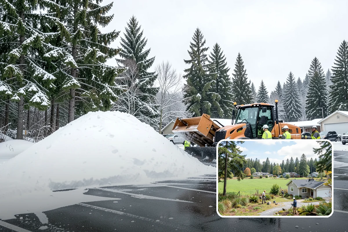 Shopping Center Sidewalk Clearing in Lyman, Skagit County, WA - Full storefront corridor cleared for every tenant equally