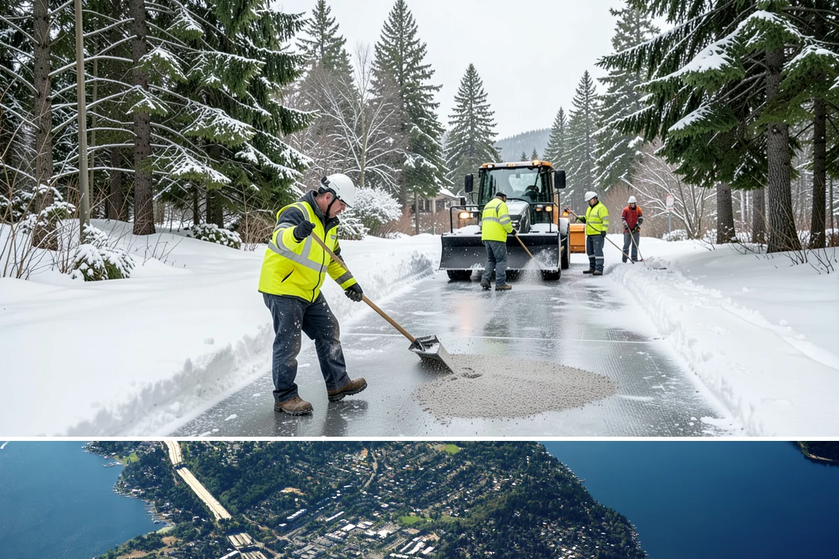 Shopping Center Sidewalk Clearing in Mercer Island, King County, WA - Shopping center demand peaks from late November through February, when holiday foot traffic and daytime thaw-refreeze rebuild...