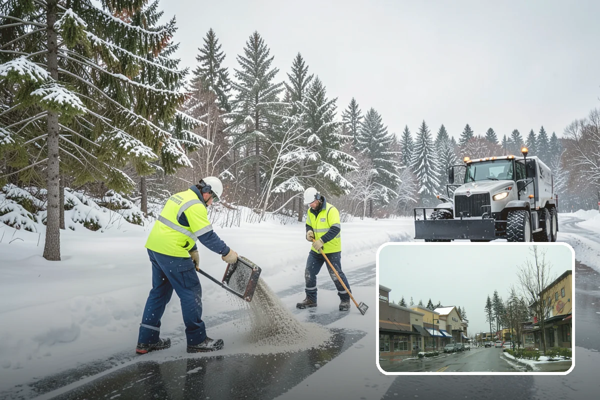 Shopping Center Sidewalk Clearing in Mill Creek, Snohomish County, WA - Full storefront corridor cleared for every tenant equally