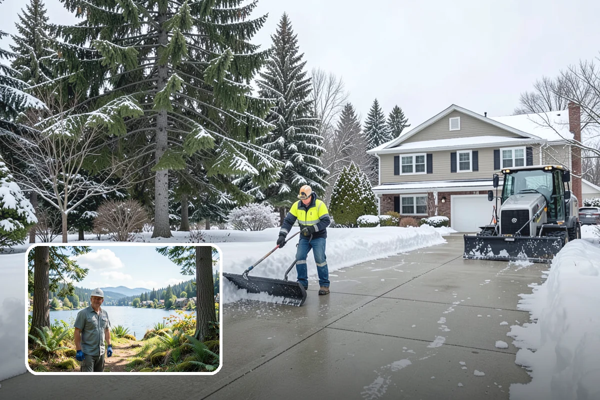 Shopping Center Sidewalk Clearing in Milton, King County, WA - Full storefront corridor cleared for every tenant equally