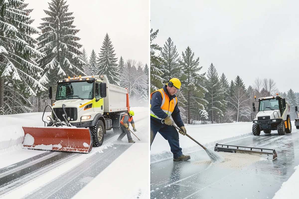 Shopping Center Sidewalk Clearing in Milton, King County, WA - Clear the full storefront corridor to walkable width