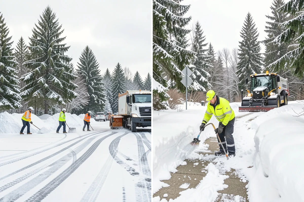Shopping Center Sidewalk Clearing in Monroe, Snohomish County, WA - Clear the full storefront corridor to walkable width