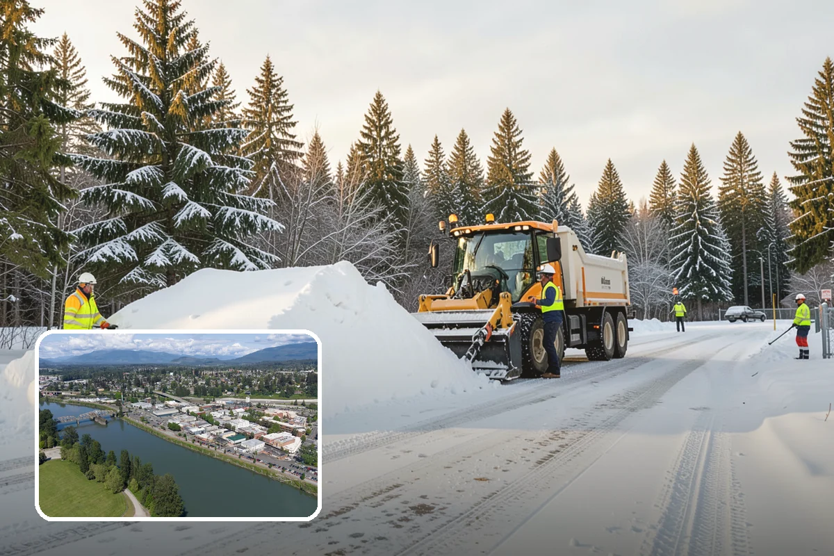 Shopping Center Sidewalk Clearing in Mount Vernon, Skagit County, WA - Full storefront corridor cleared for every tenant equally