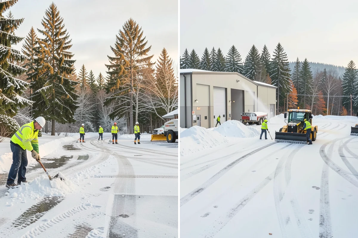 Shopping Center Sidewalk Clearing in Mukilteo, Snohomish County, WA - Clear the full storefront corridor to walkable width