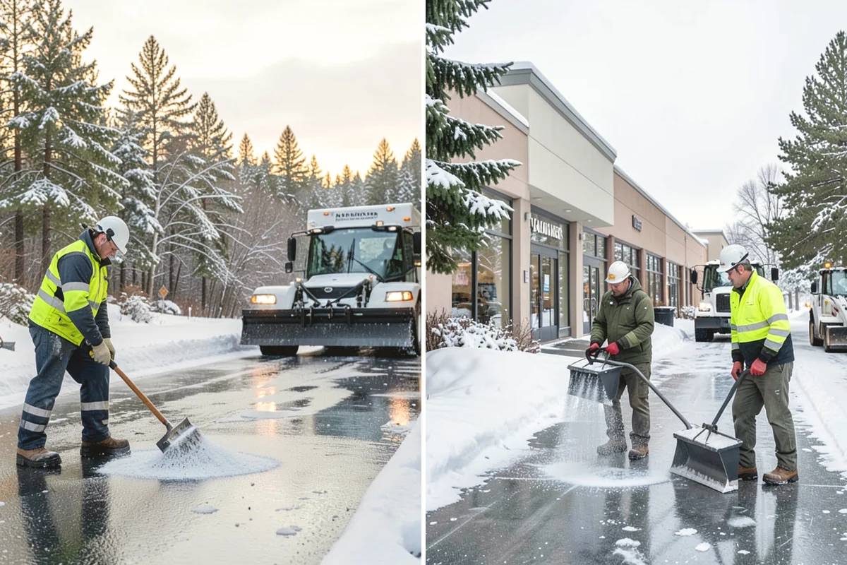Shopping Center Sidewalk Clearing in Oak Harbor, Island County, WA - Clear the full storefront corridor to walkable width