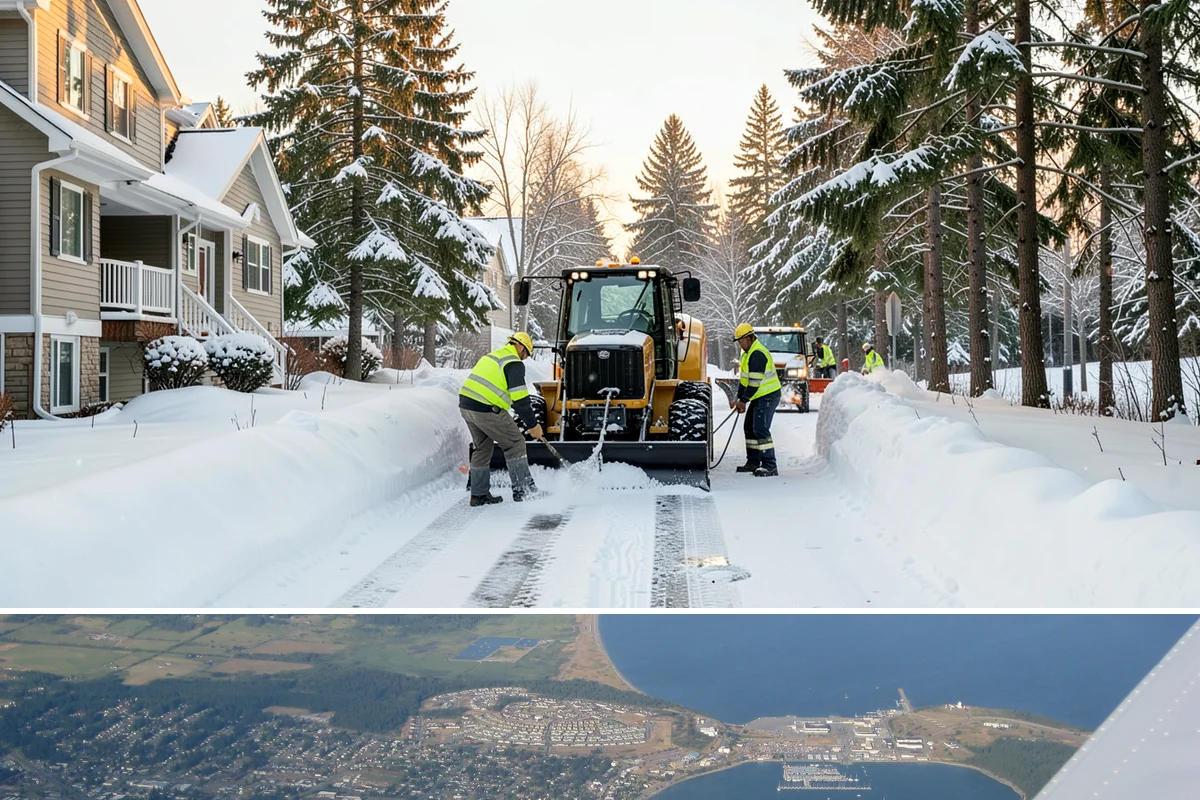 Shopping Center Sidewalk Clearing in Oak Harbor, Island County, WA - Shopping center demand peaks from late November through February, when holiday foot traffic and daytime thaw-refreeze rebuild...