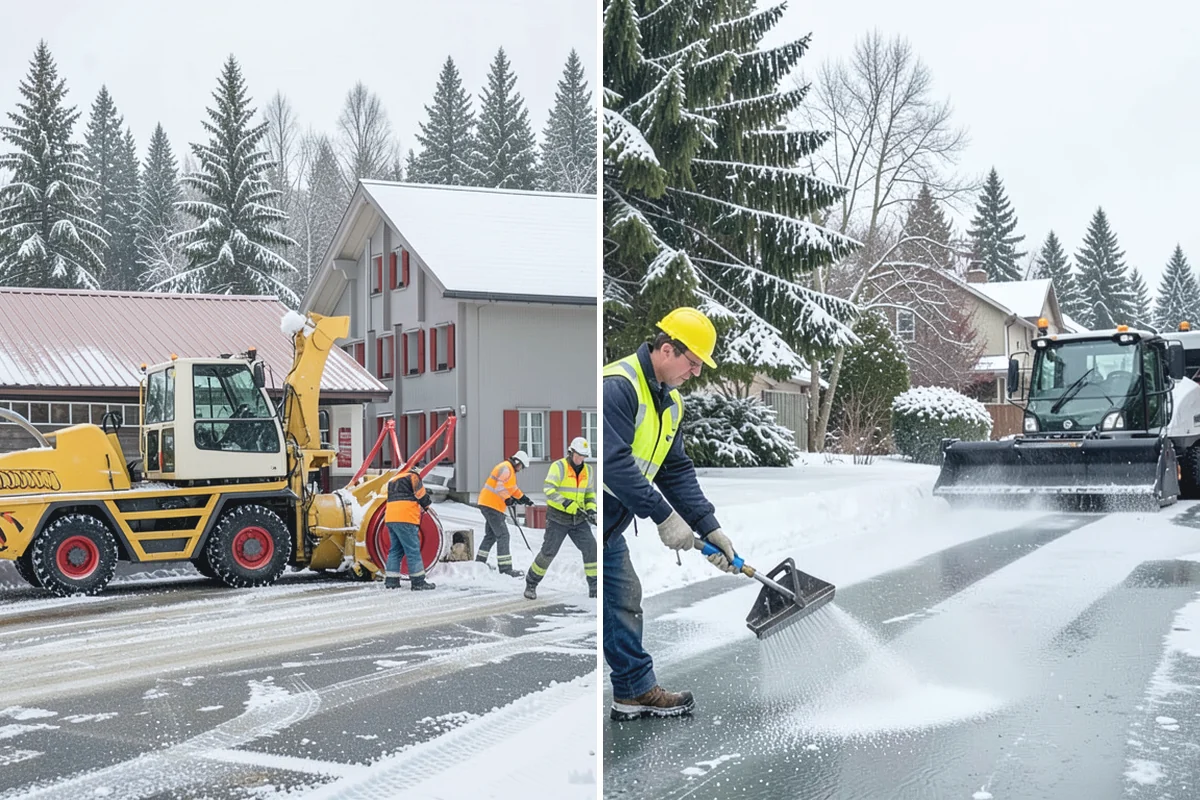 Shopping Center Sidewalk Clearing in Renton, King County, WA - Clear the full storefront corridor to walkable width