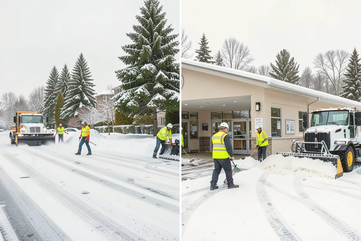 Shopping Center Sidewalk Clearing in Sammamish, King County, WA - Clear the full storefront corridor to walkable width