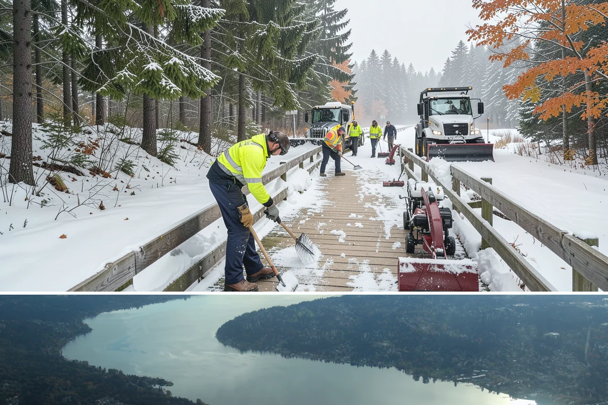 Shopping Center Sidewalk Clearing in Sammamish, King County, WA - Shopping center demand peaks from late November through February, when holiday foot traffic and daytime thaw-refreeze rebuild...