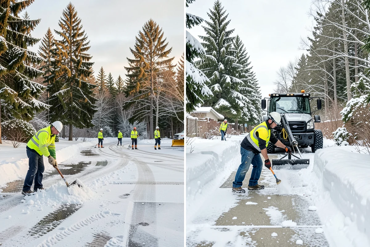 Shopping Center Sidewalk Clearing in SeaTac, King County, WA - Clear the full storefront corridor to walkable width
