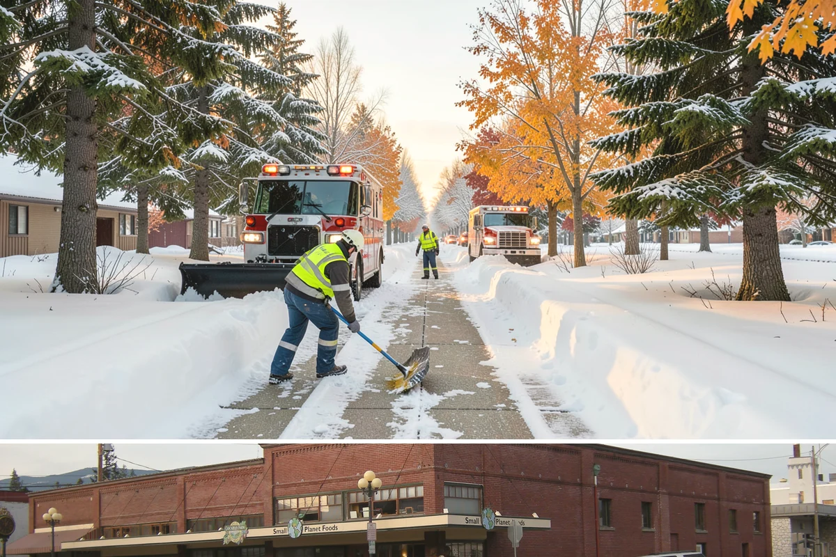 Shopping Center Sidewalk Clearing in Sedro-Woolley, Skagit County, WA - Shopping center demand peaks from late November through February, when holiday foot traffic and daytime thaw-refreeze rebuild...