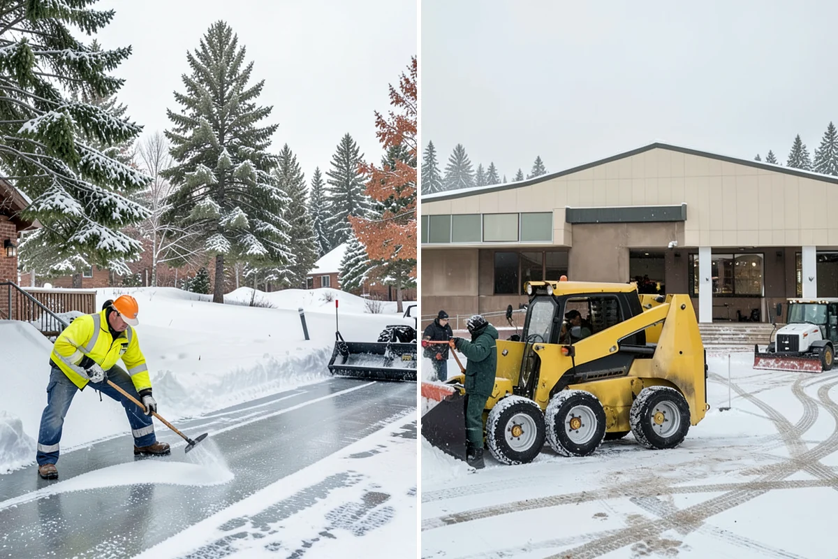 Shopping Center Sidewalk Clearing in Shoreline, King County, WA - Clear the full storefront corridor to walkable width