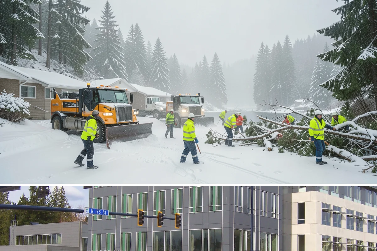Shopping Center Sidewalk Clearing in Shoreline, King County, WA - Shopping center demand peaks from late November through February, when holiday foot traffic and daytime thaw-refreeze rebuild...