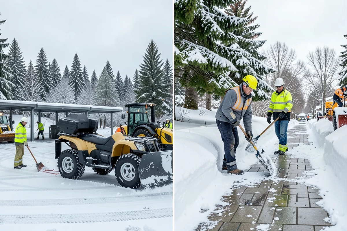 Shopping Center Sidewalk Clearing in Snoqualmie, King County, WA - Clear the full storefront corridor to walkable width